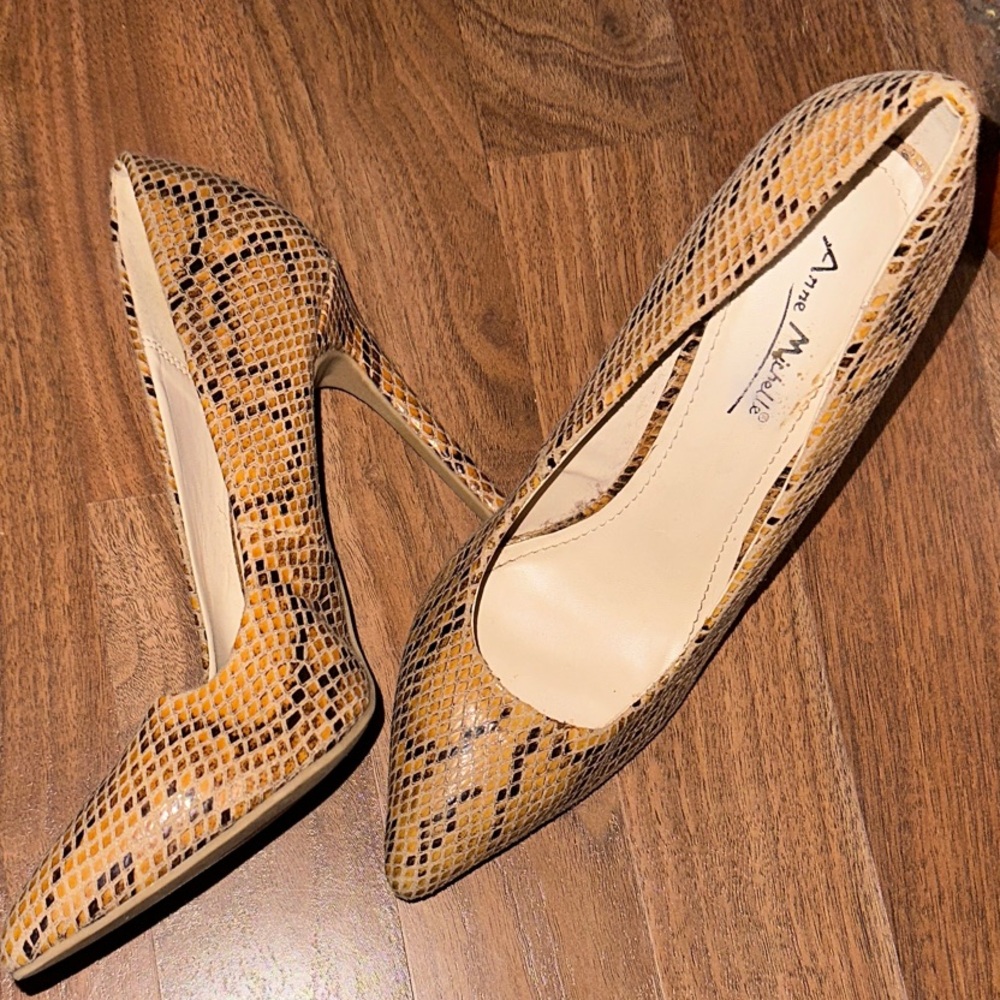 Anne Michelle Snakeskin Pattern Heels